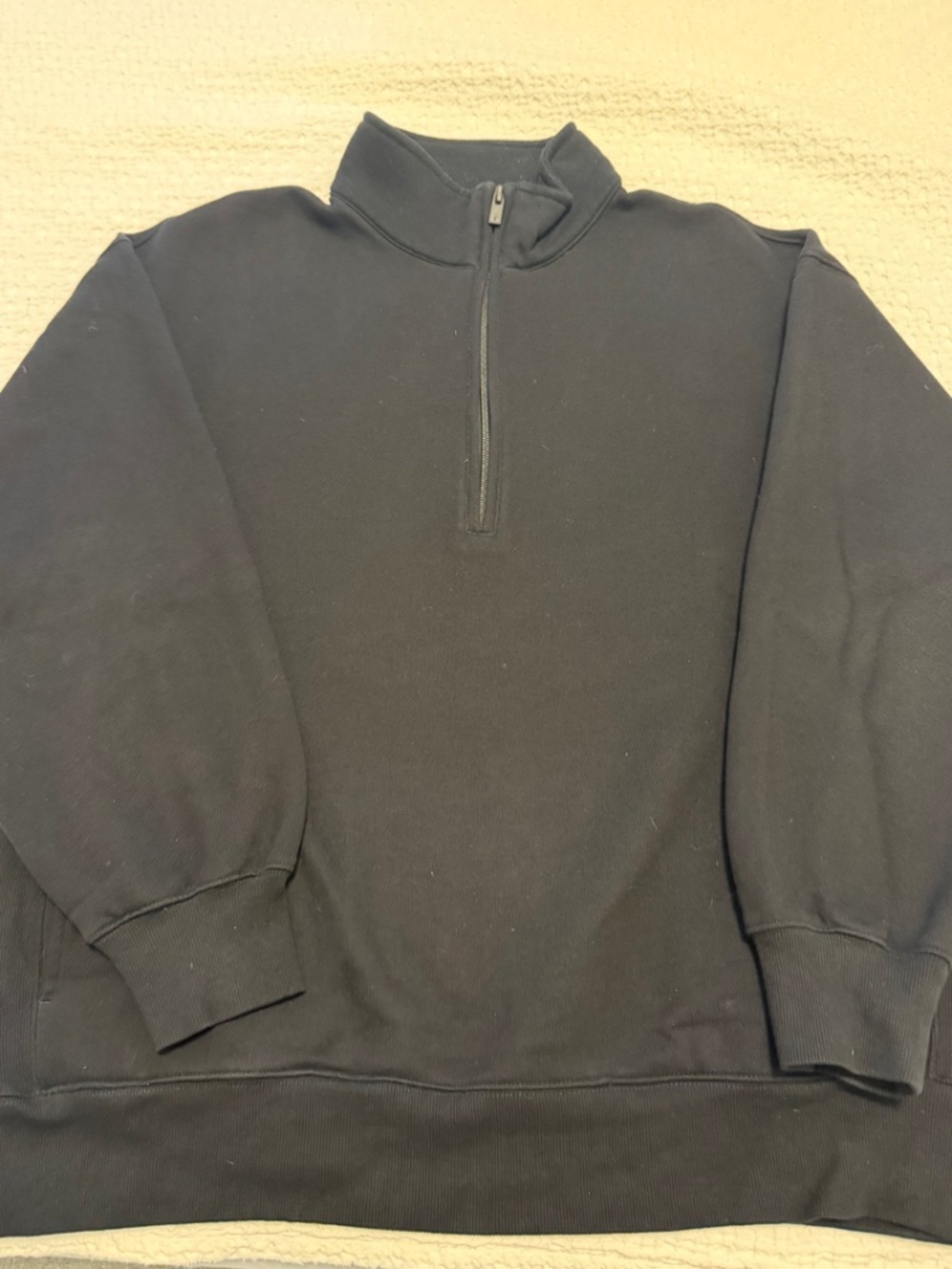 Aritzia Sweatfleece Boyfriend Half-Zip Sweatshirt | Black | Medium
